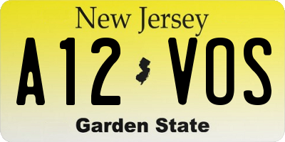 NJ license plate A12VOS