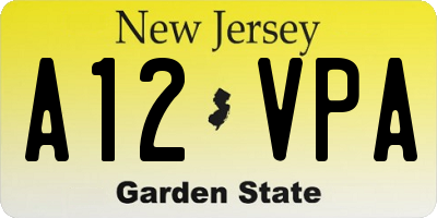 NJ license plate A12VPA