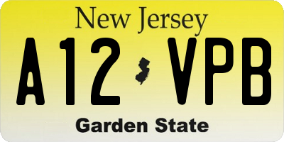 NJ license plate A12VPB