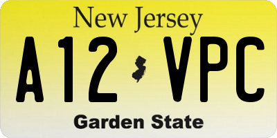 NJ license plate A12VPC