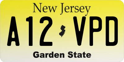 NJ license plate A12VPD