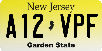 NJ license plate A12VPF