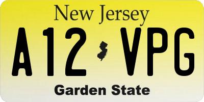 NJ license plate A12VPG