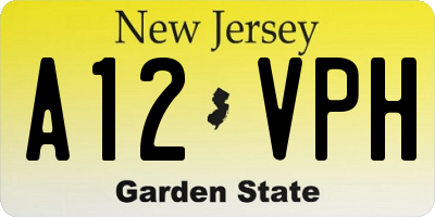 NJ license plate A12VPH
