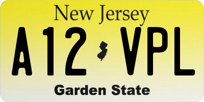 NJ license plate A12VPL