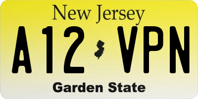 NJ license plate A12VPN