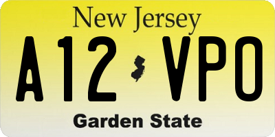 NJ license plate A12VPO