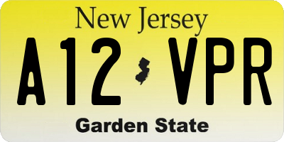 NJ license plate A12VPR