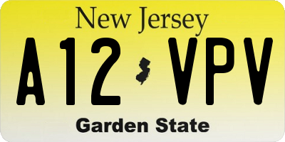 NJ license plate A12VPV