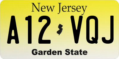 NJ license plate A12VQJ