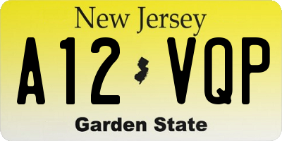 NJ license plate A12VQP