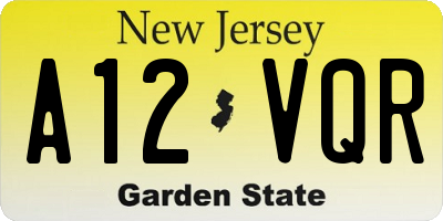 NJ license plate A12VQR