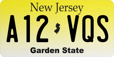 NJ license plate A12VQS