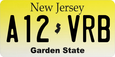 NJ license plate A12VRB