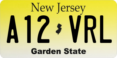 NJ license plate A12VRL