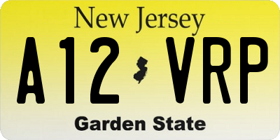NJ license plate A12VRP