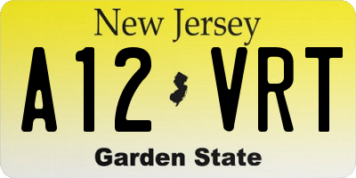 NJ license plate A12VRT