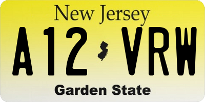 NJ license plate A12VRW