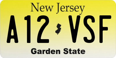NJ license plate A12VSF