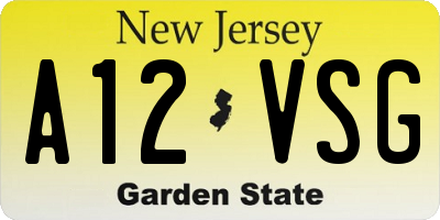 NJ license plate A12VSG