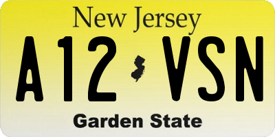 NJ license plate A12VSN