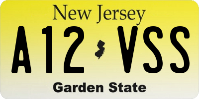 NJ license plate A12VSS