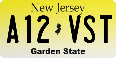 NJ license plate A12VST