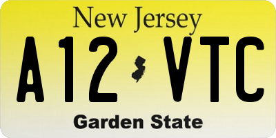 NJ license plate A12VTC