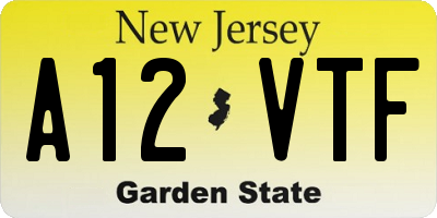 NJ license plate A12VTF