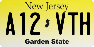 NJ license plate A12VTH