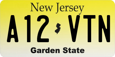 NJ license plate A12VTN