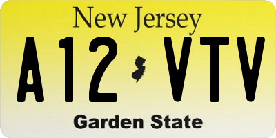 NJ license plate A12VTV