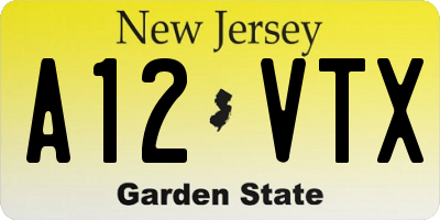 NJ license plate A12VTX