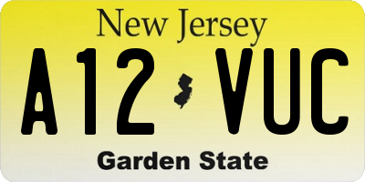 NJ license plate A12VUC