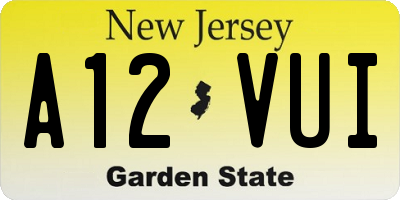 NJ license plate A12VUI