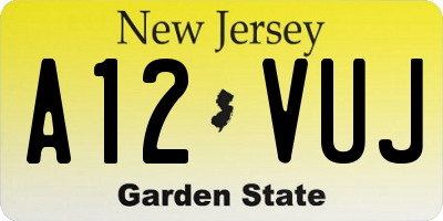 NJ license plate A12VUJ