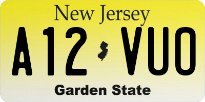 NJ license plate A12VUO