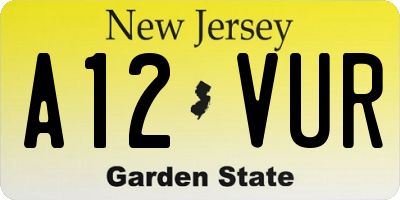 NJ license plate A12VUR