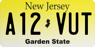 NJ license plate A12VUT