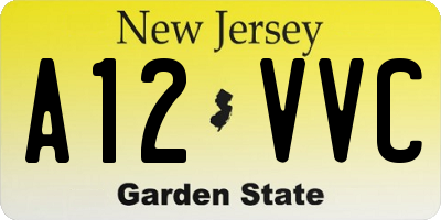 NJ license plate A12VVC