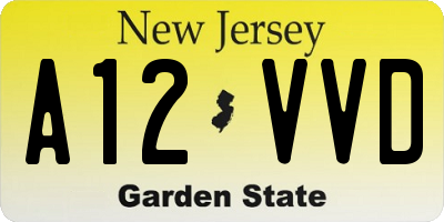 NJ license plate A12VVD