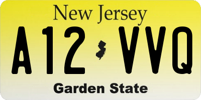 NJ license plate A12VVQ