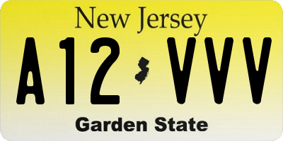 NJ license plate A12VVV