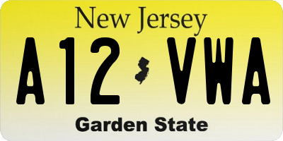 NJ license plate A12VWA