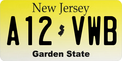 NJ license plate A12VWB
