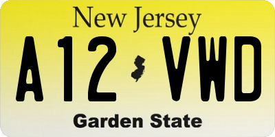 NJ license plate A12VWD