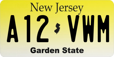 NJ license plate A12VWM