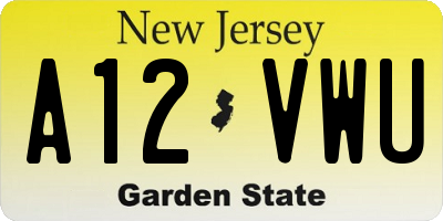 NJ license plate A12VWU