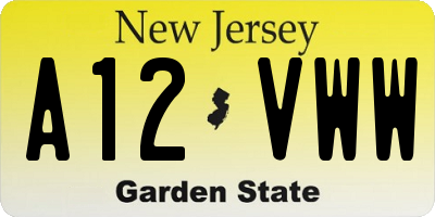 NJ license plate A12VWW