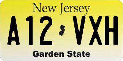 NJ license plate A12VXH